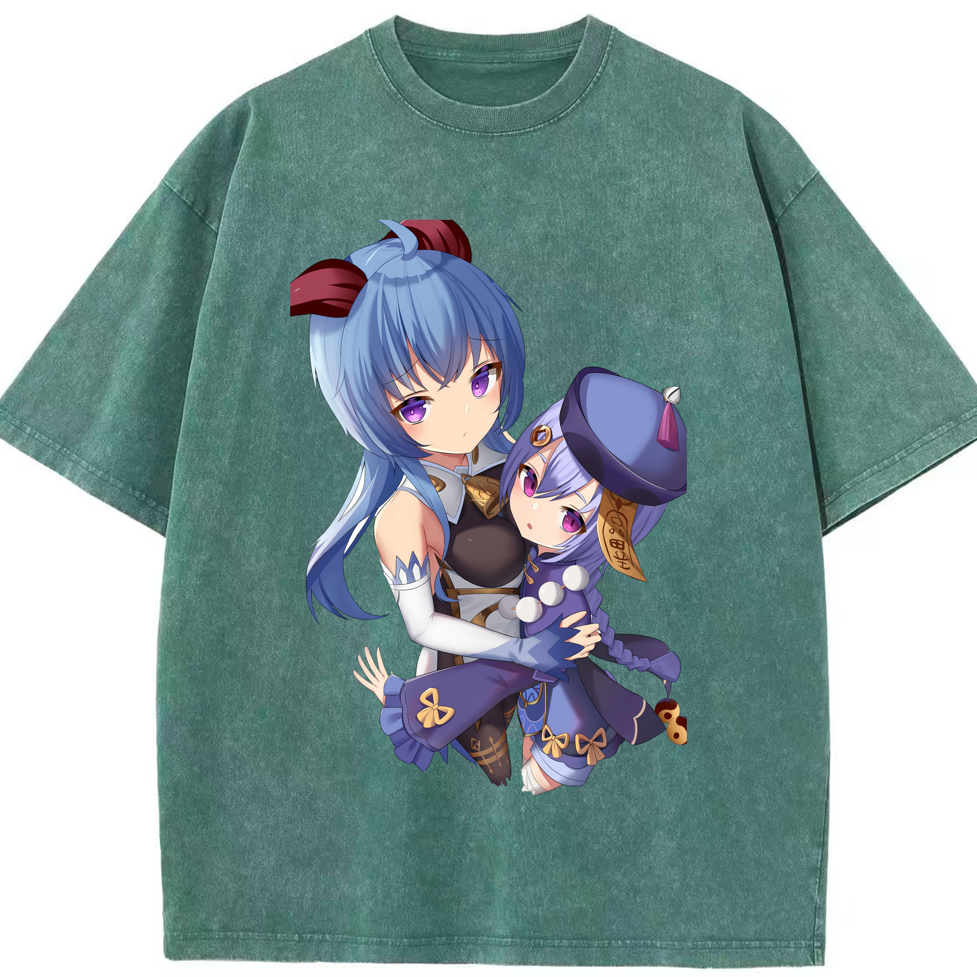 げんし神 甘雨 かんう genshin Ganyu 綿100% ヴィンテージ風 半袖Tシャツ（フロントプリント）